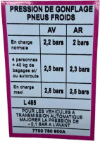 7700780900A - Autocolante "Pression pneus" FR